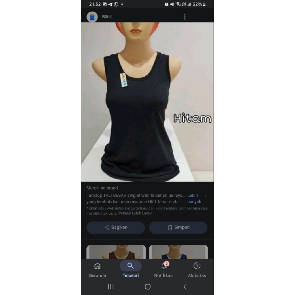 tenktop premi wanita