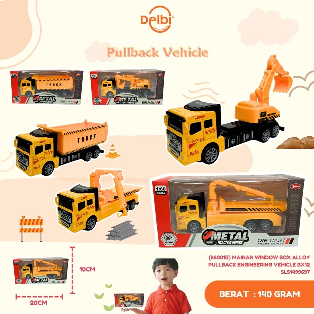 (66001B) MAINAN WINDOW BOX ALLOY PULLBACK ENGINEERING VEHICLE BX12<br/>