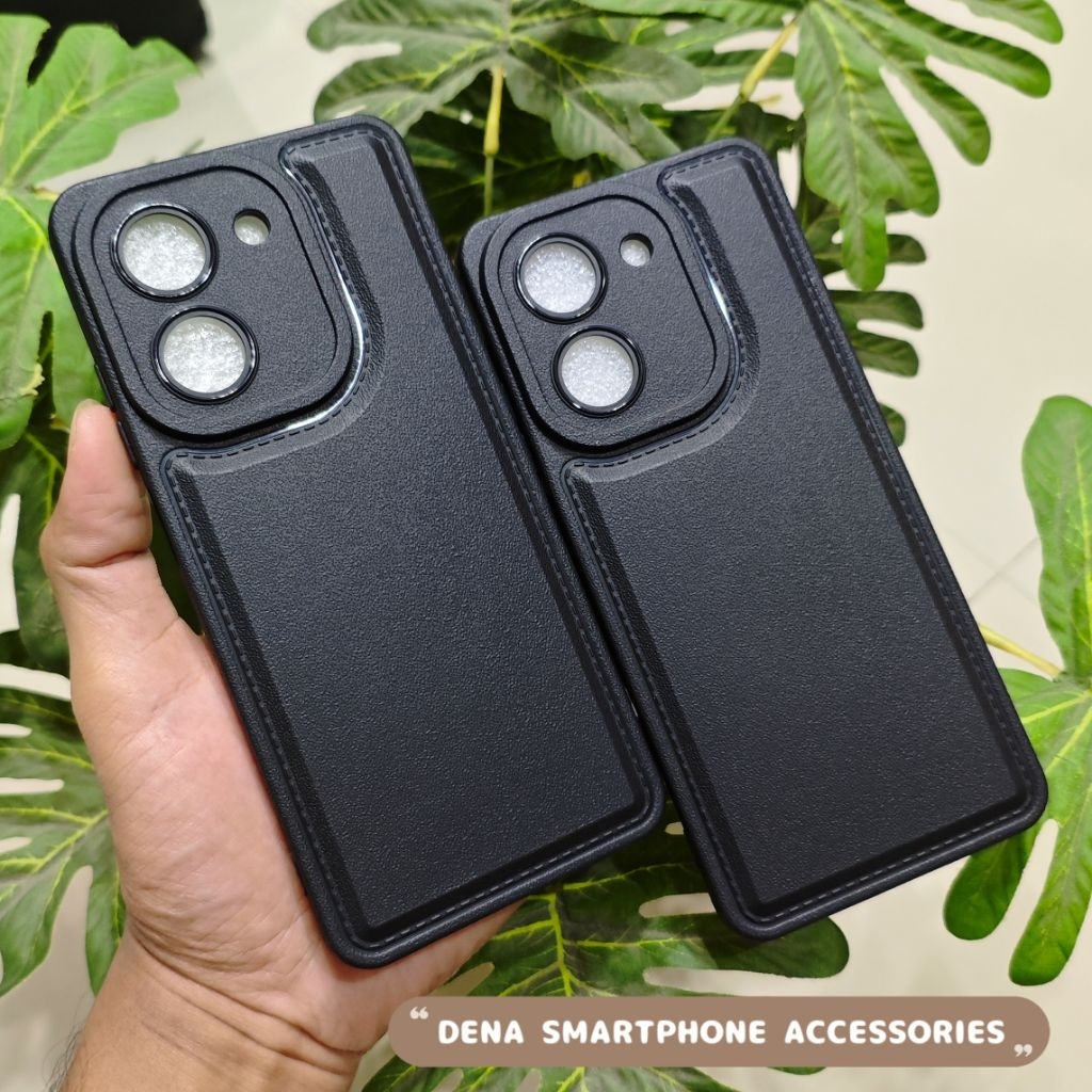 Soft Case Poco C71 Black Leather Hitam