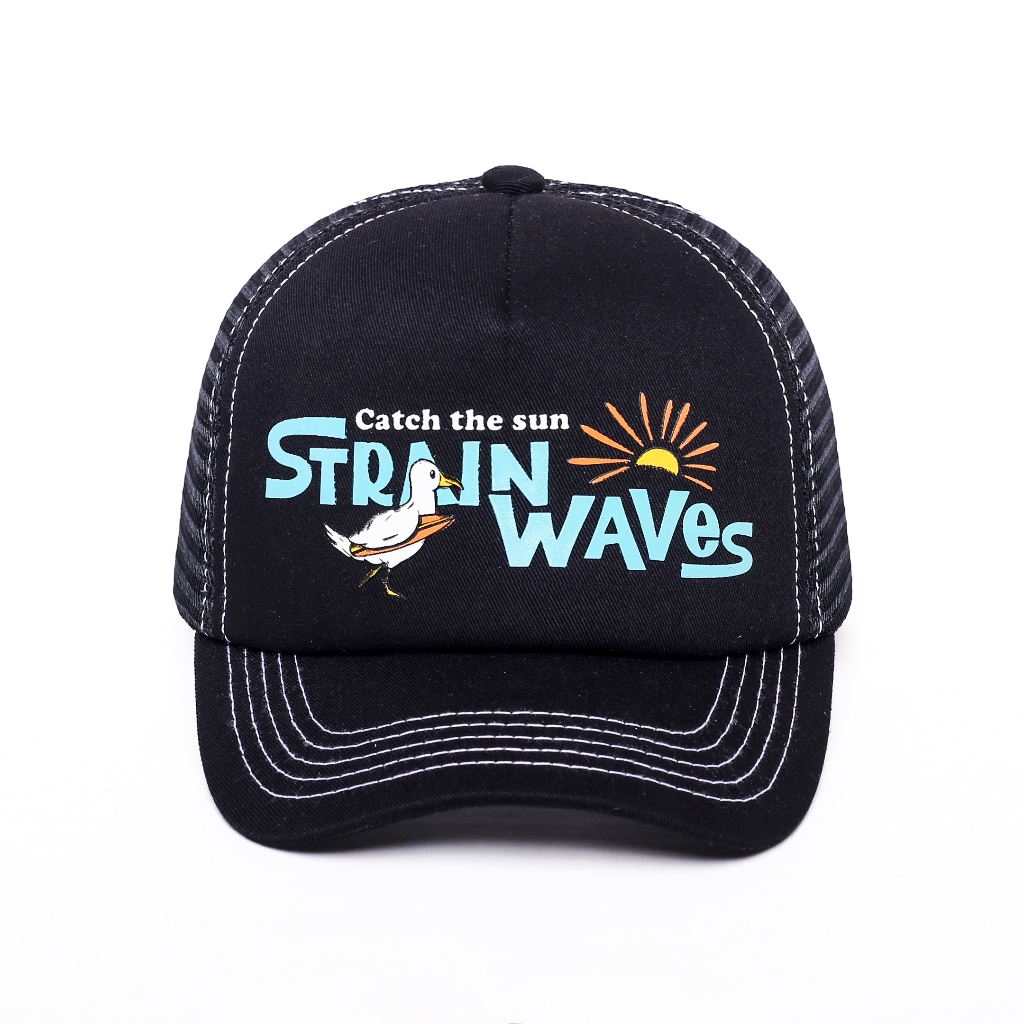 Strainwaves Catch The Sun Trucker Hat Black