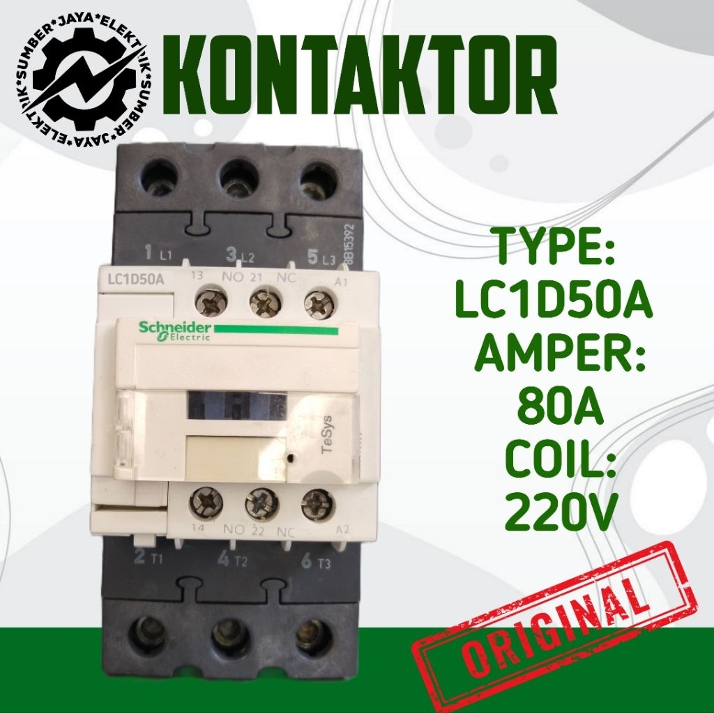 KONTAKTOR CONTACTOR LC1D50A 80A 220V SECOND