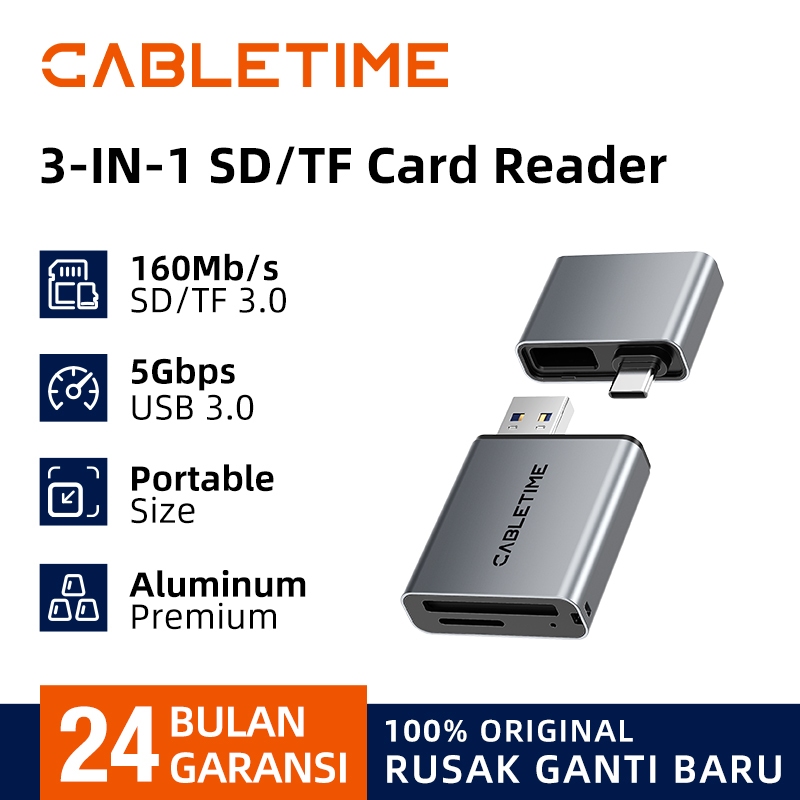 CABLETIME All In 1 Micro Type C OTG Card Reader Micro SD TF