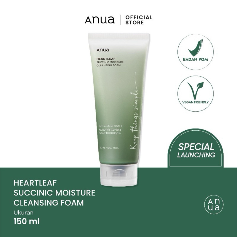 ANUA HEARTLEAF SUCCINIC MOISTURE CLEANSING FOAM 150ml