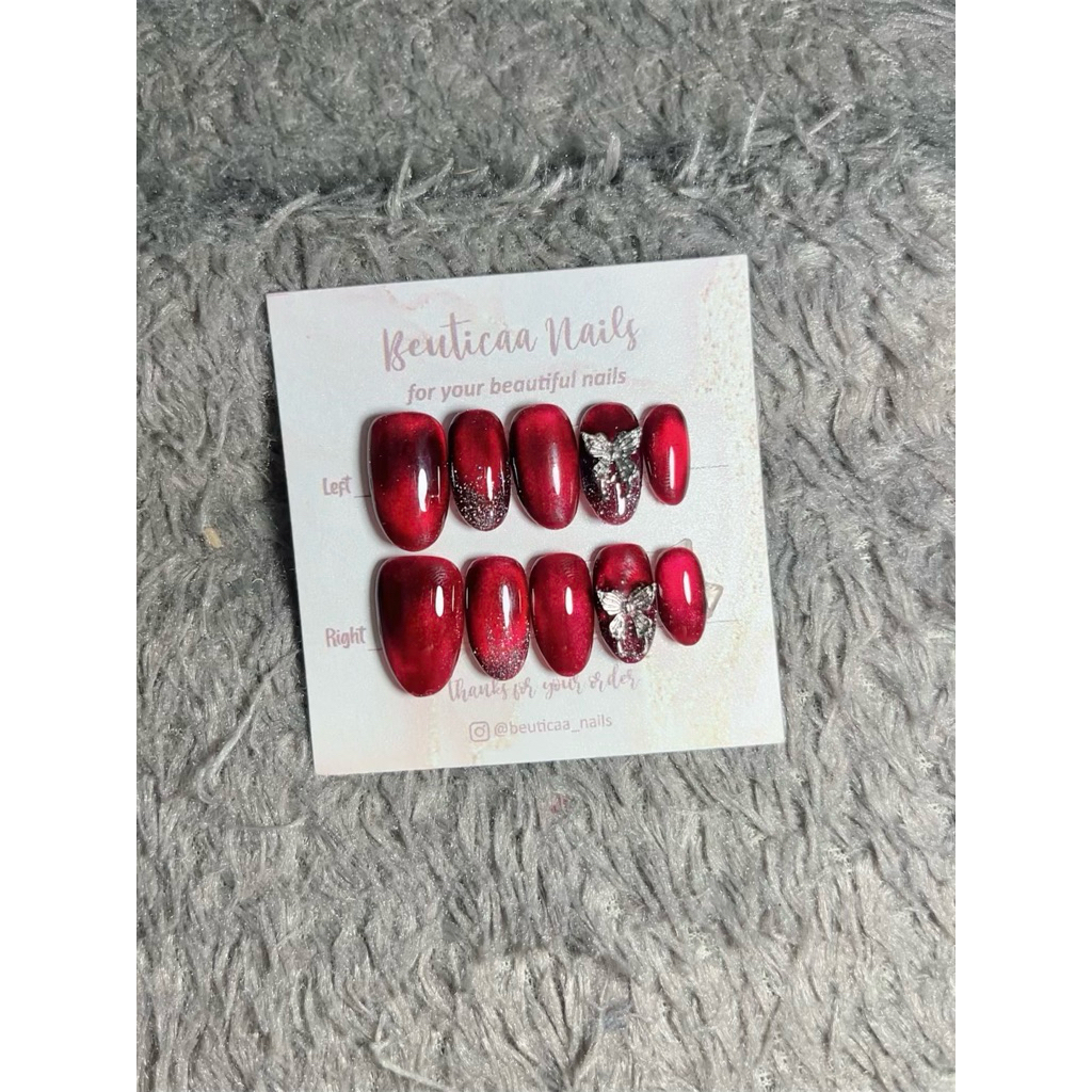 Pres on nails redwine