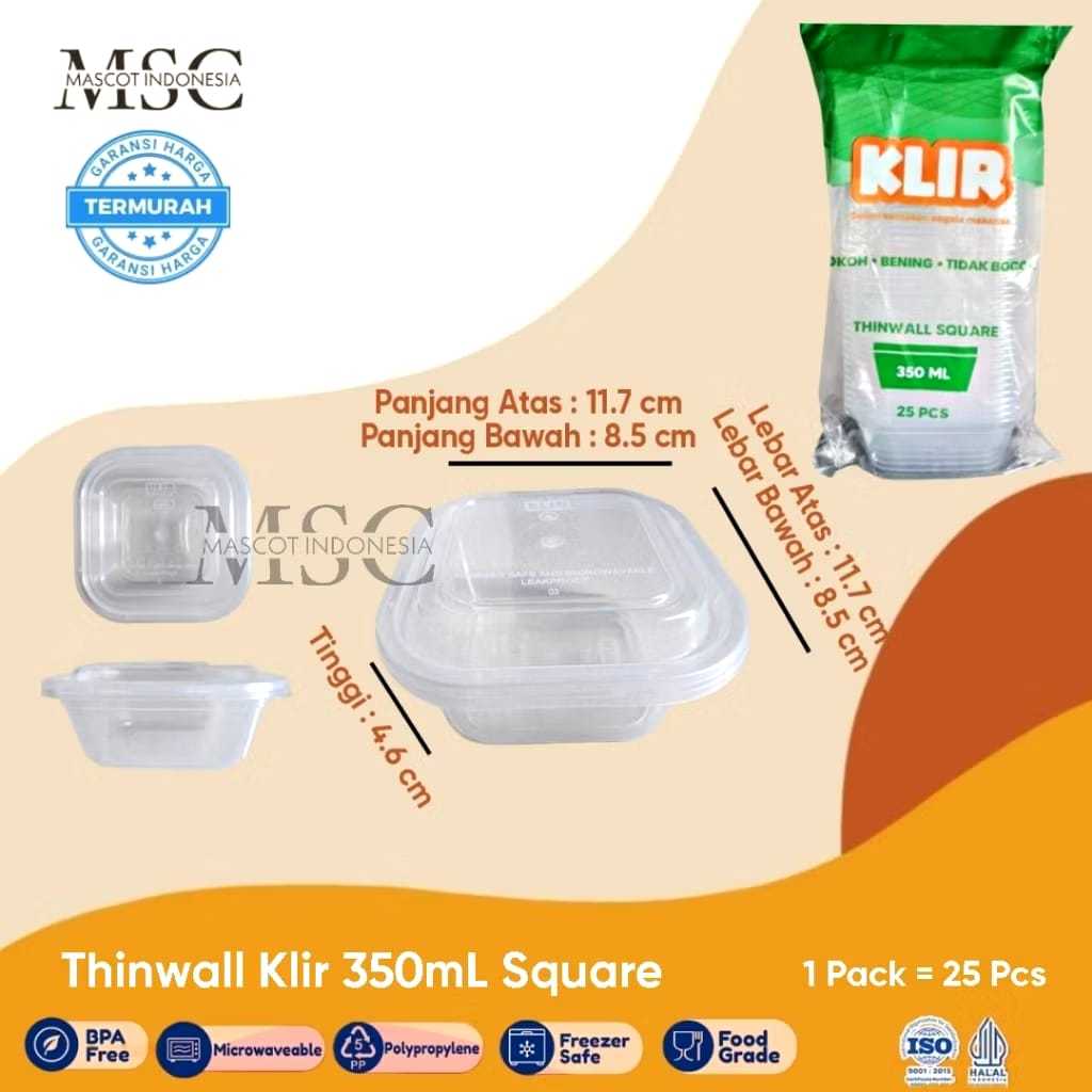Thinwall Klir 350mL Square | Thinwall Kotak