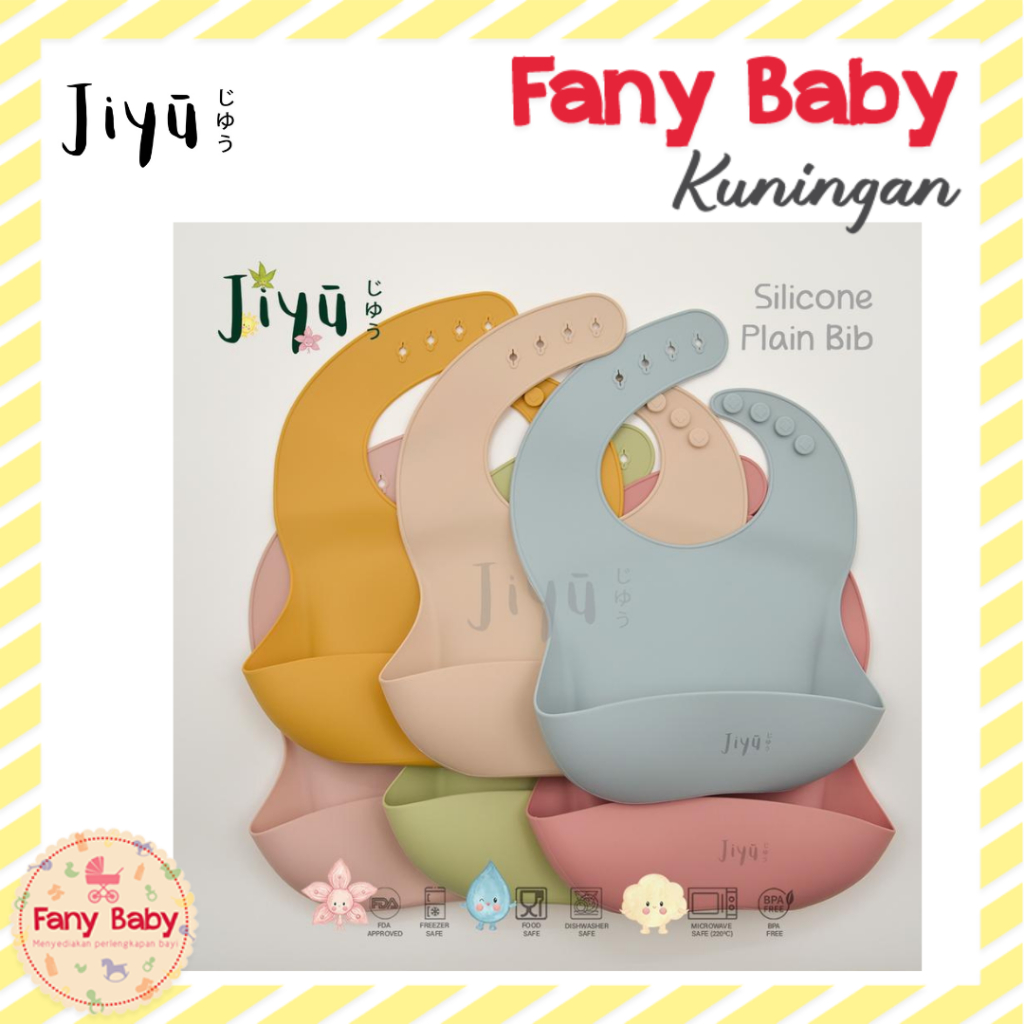 JIYU SILICONE BABY BIB PLAIN & RAINBOW PATTERN