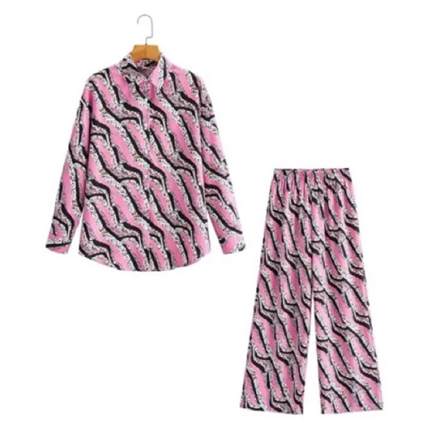 Pink Zebra SET Blouse+Pants
