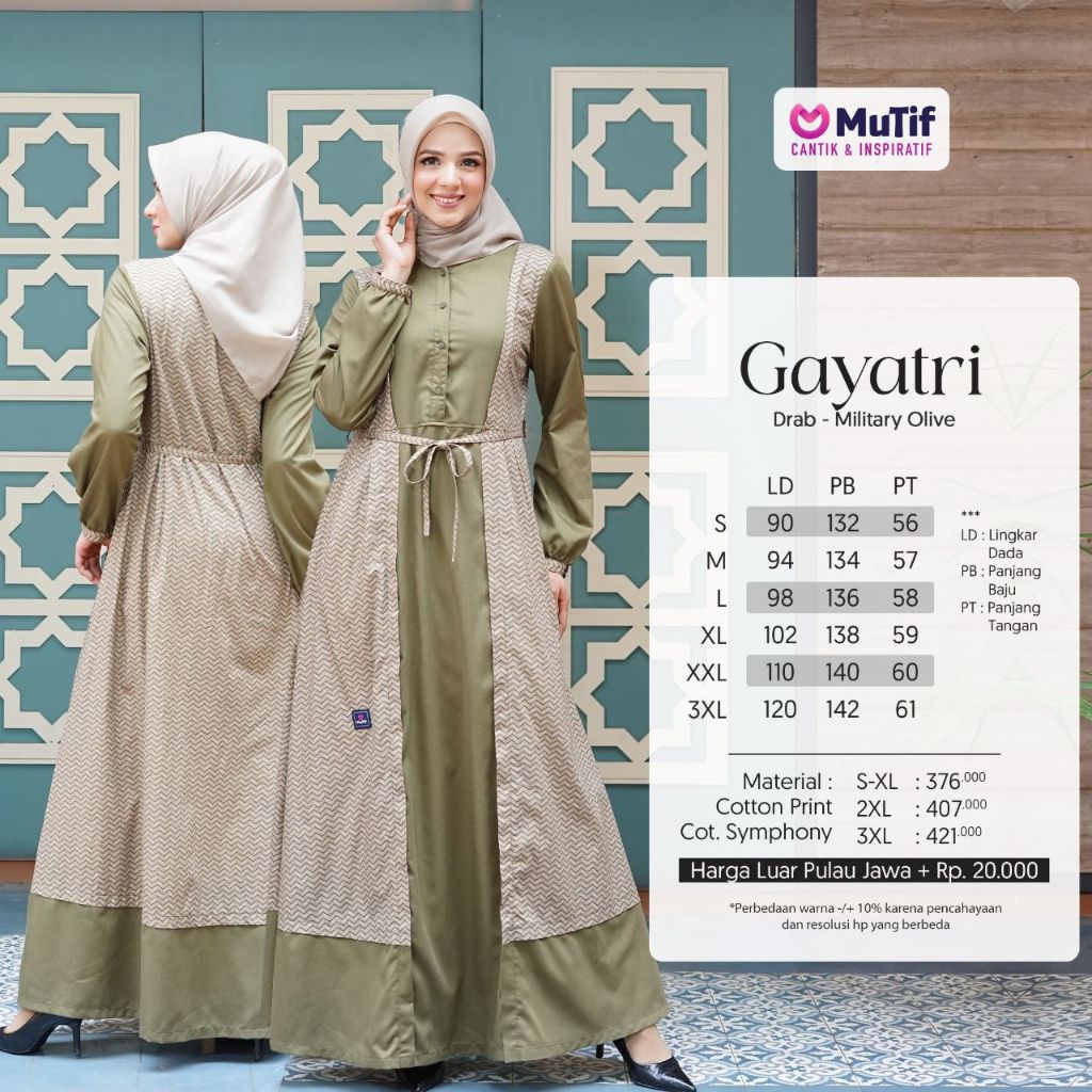 Gamis Mutif Gayatri Olive