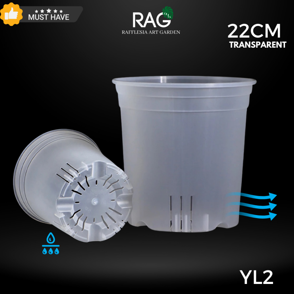 POT TANAMAN BUNGA ROOT CONTROL TRANSPARAN YL2 22CM