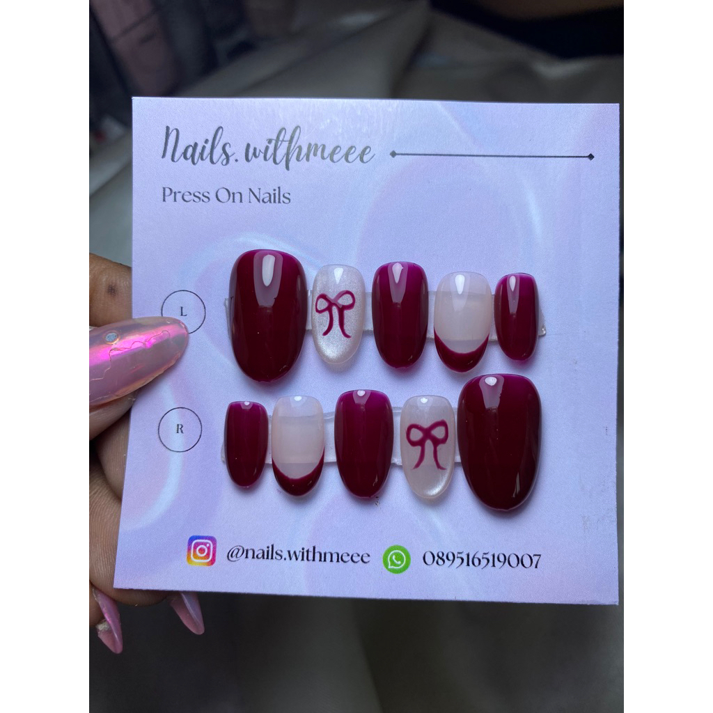 PRESS ON NAILS MERAH MAROON