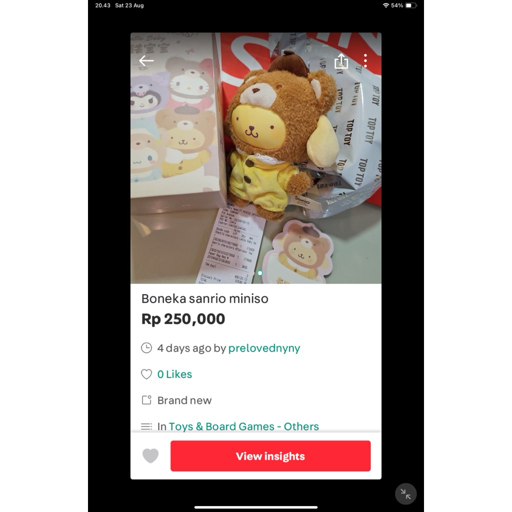 boneka Sanrio Miniso