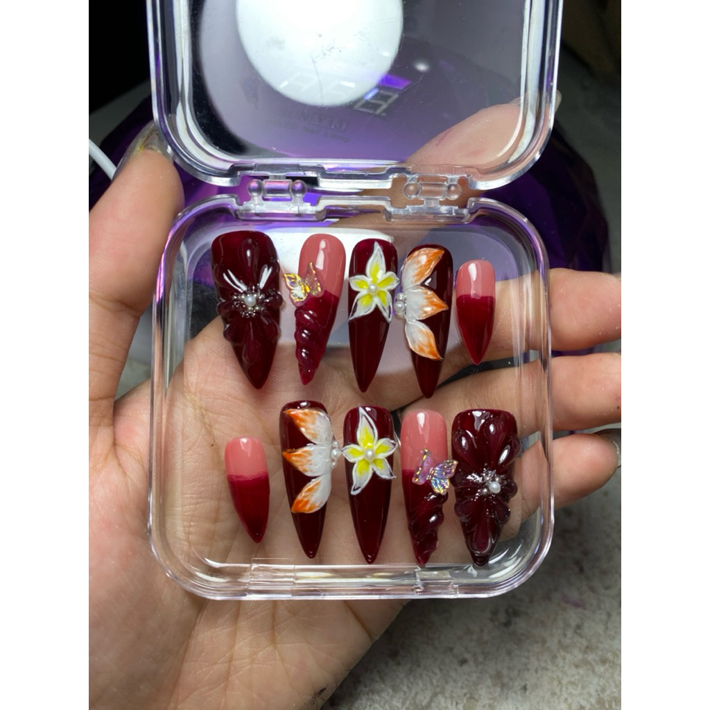 Press on nails/ 3D Bunga