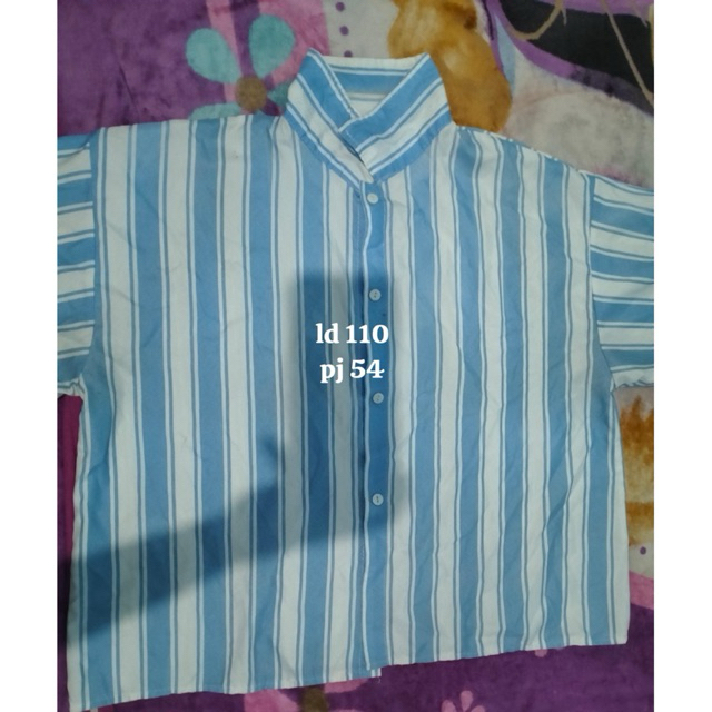 preloved kemeja salur blue