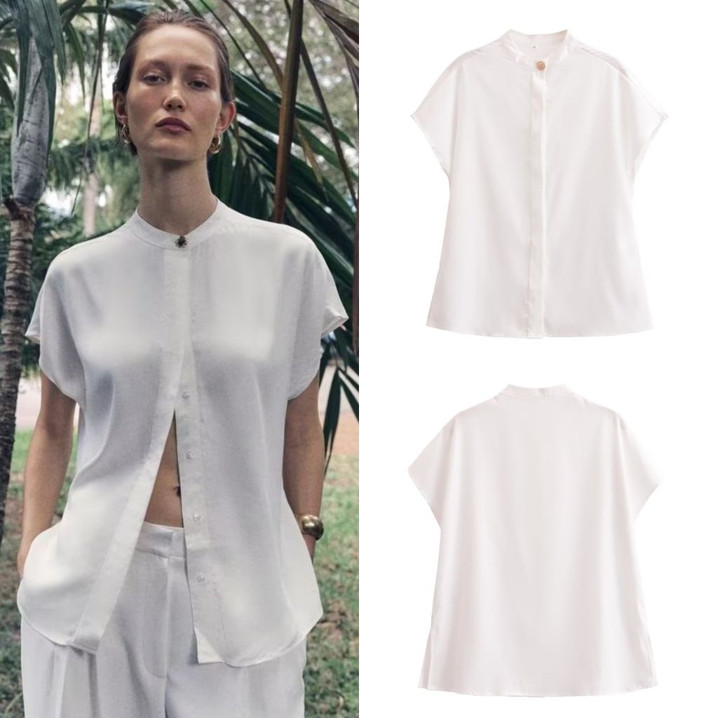 White Gold Button Satin Top 77803 (DA)