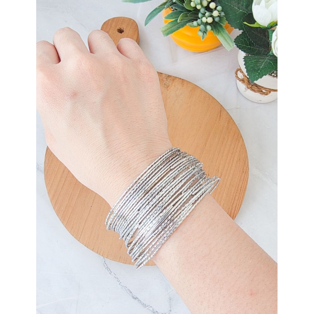 Gelang keroncong set silver