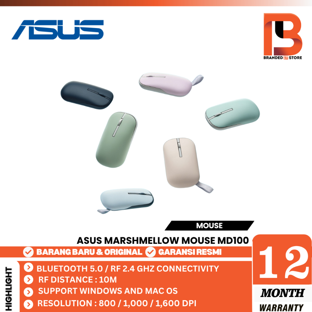 ASUS MOUSE WIRELESS MARSHMALLOW MD100