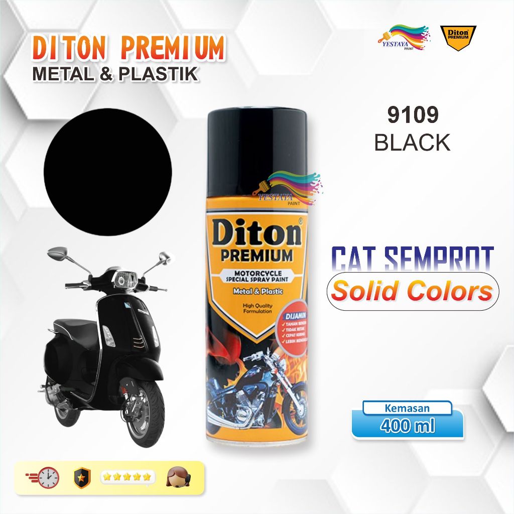 Diton PREMIUM SOLID COLORS NO 9109 BLACK GLOSS Cat Semprot