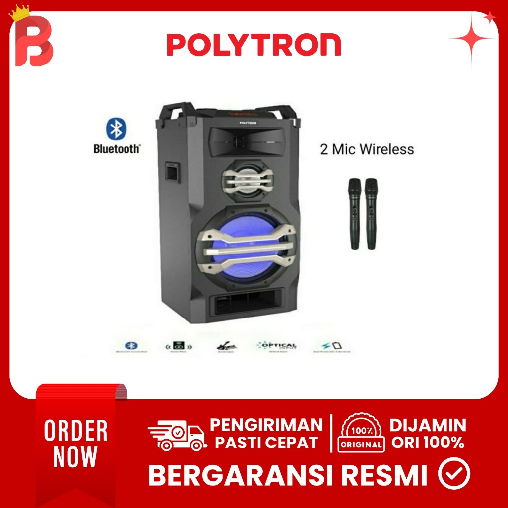 POLYTRON Portable Speaker Bluetooth + Mic Wireless 2pc PTS 12K15