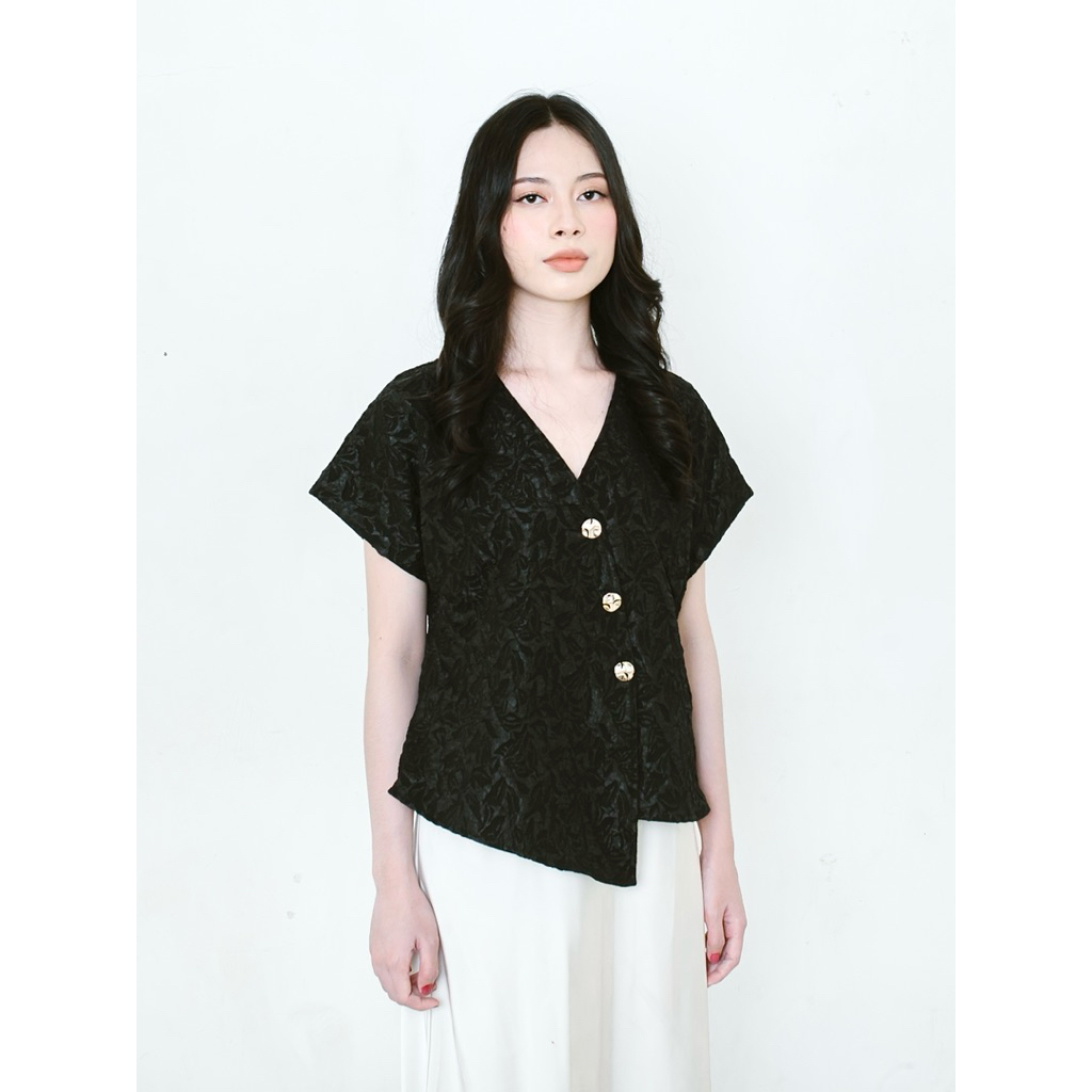 saraena | Lyra Jacquard Top | Black