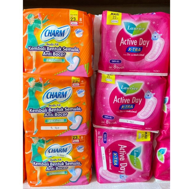 Pembalut Charm & Laurier / Softex Laurier Ball dan Renceng