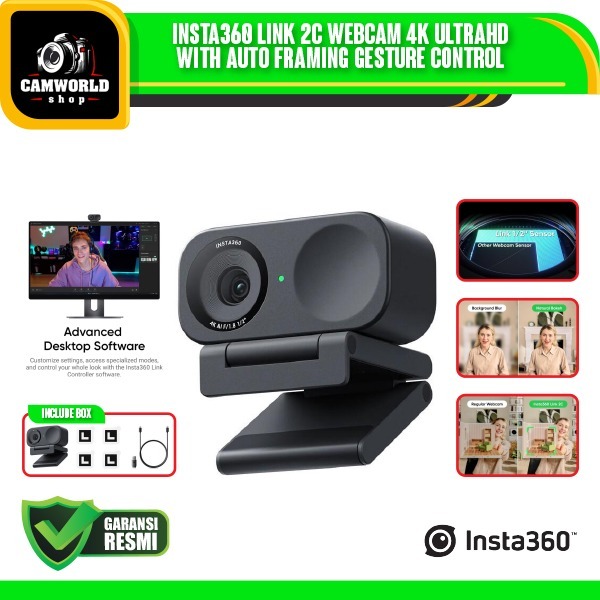 Insta360 Link 2C Webcam 4K UltraHD with Auto Framing Gesture Control