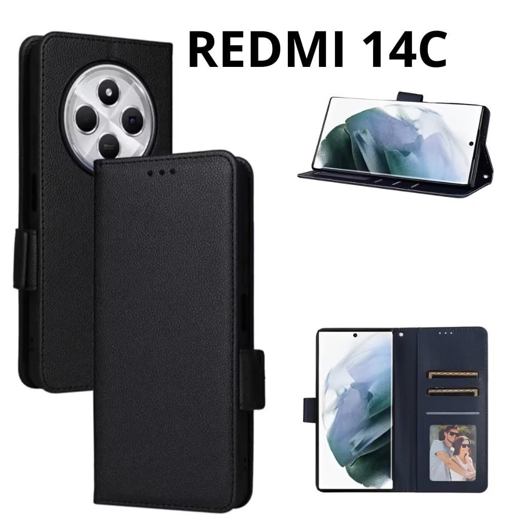 Casing Redmi 14c Casing Flip Polos Wallet Dompet