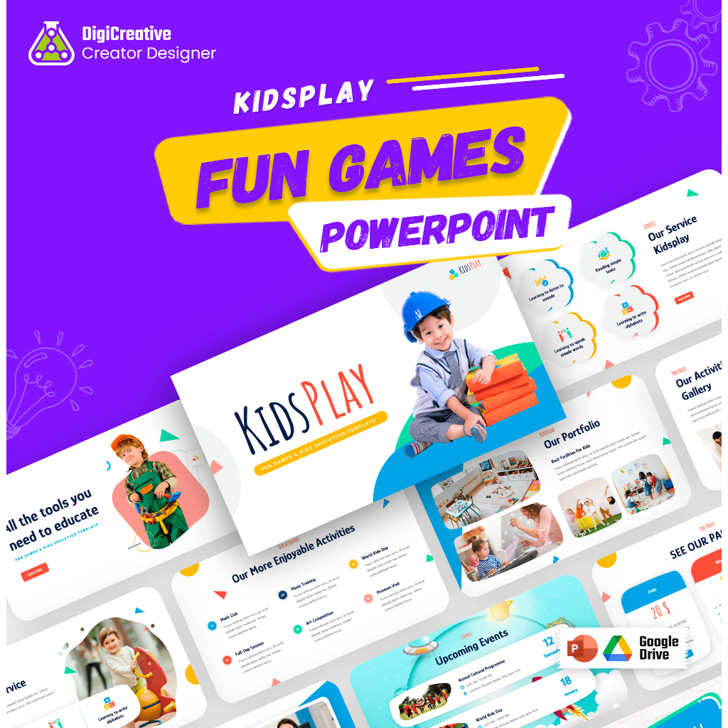 Desain Template Powerpoint Tema Playgroup