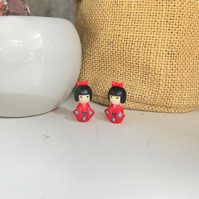 Miniature Tiny Japan Doll Red/2Pcs
