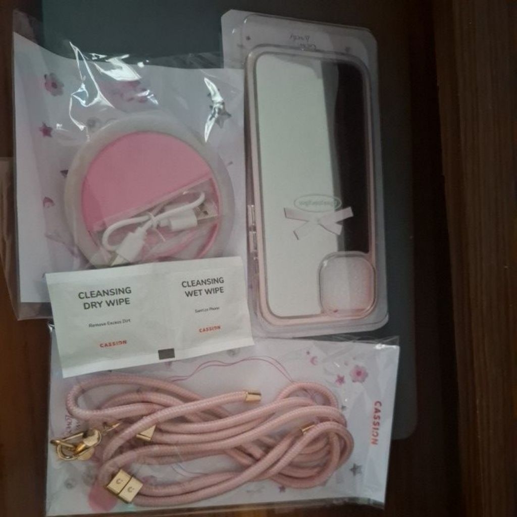 Case Hp (Clear Case+Ring light+Pop up Mirror+ Strap)/(Mirror Case + Ring Light+Strap)