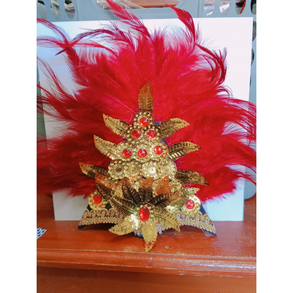 (COD)mahkota bulu merah permata