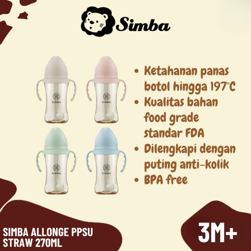 SIMBA Allonge PPSU Straw 270ml - Botol Bayi