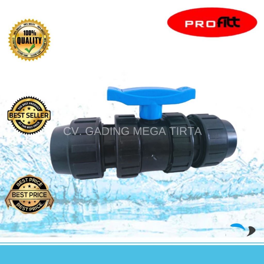 Compression Fitting HDPE Ball Valve 32mm / Stop Kran 1"