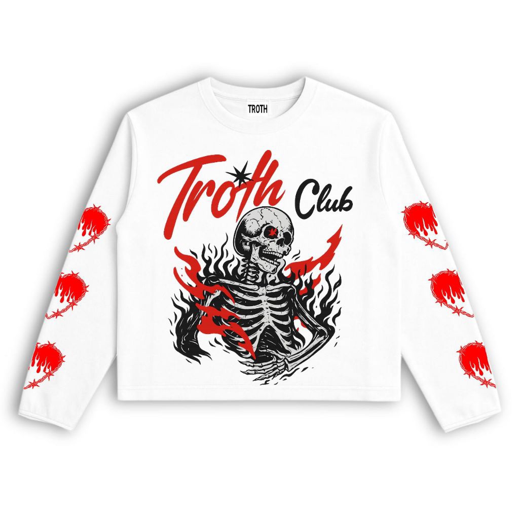 Troth Longsleeve Boxy Brainpan Fire White
