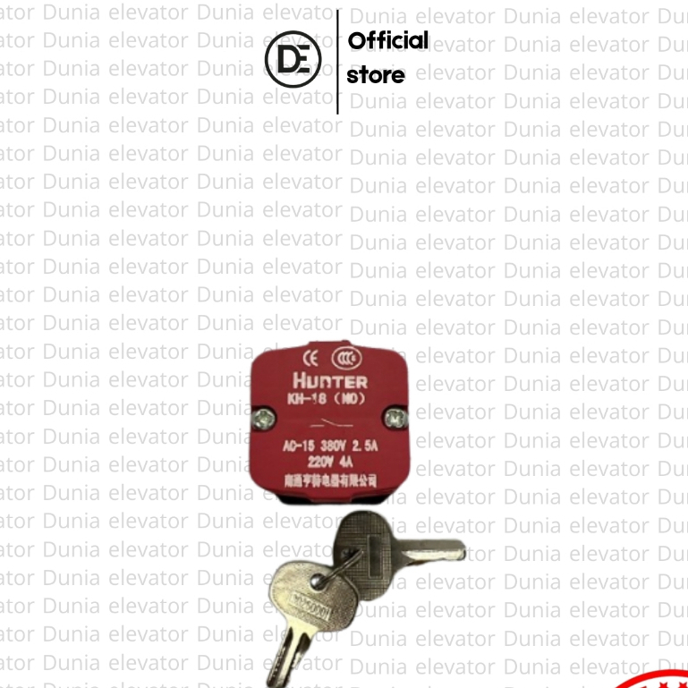 Key Switch HUNTER Type KH-18 (NO), Silver, 2Contact