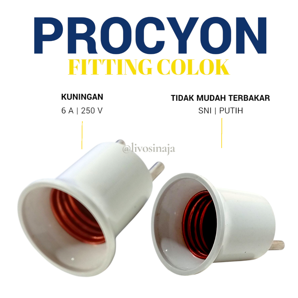 Fitting Colok Lampu E27 Procyon Putih SNI