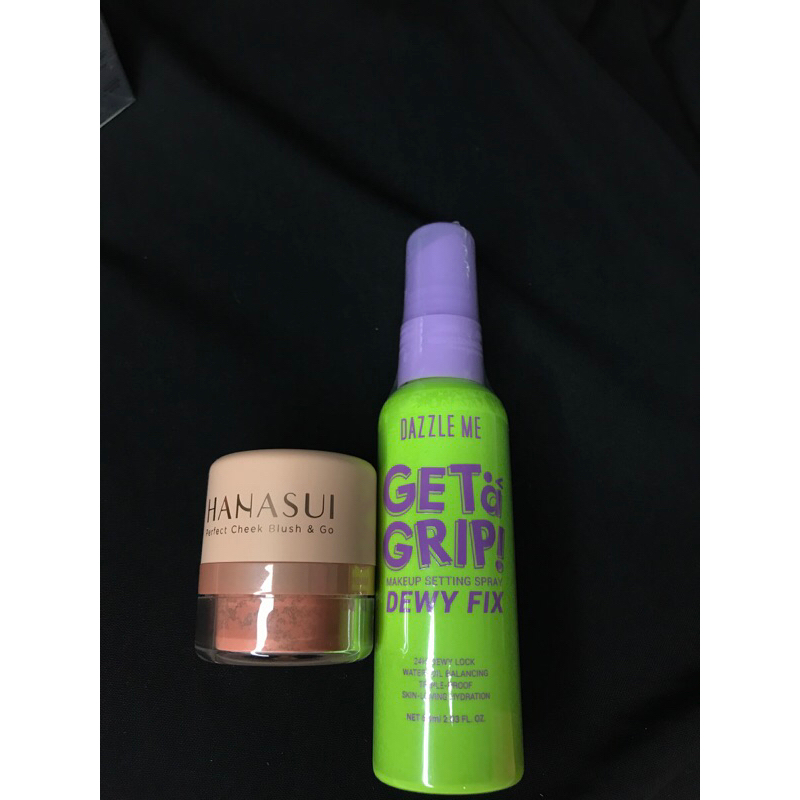 setting spray dazzle me & blush on hanasui
