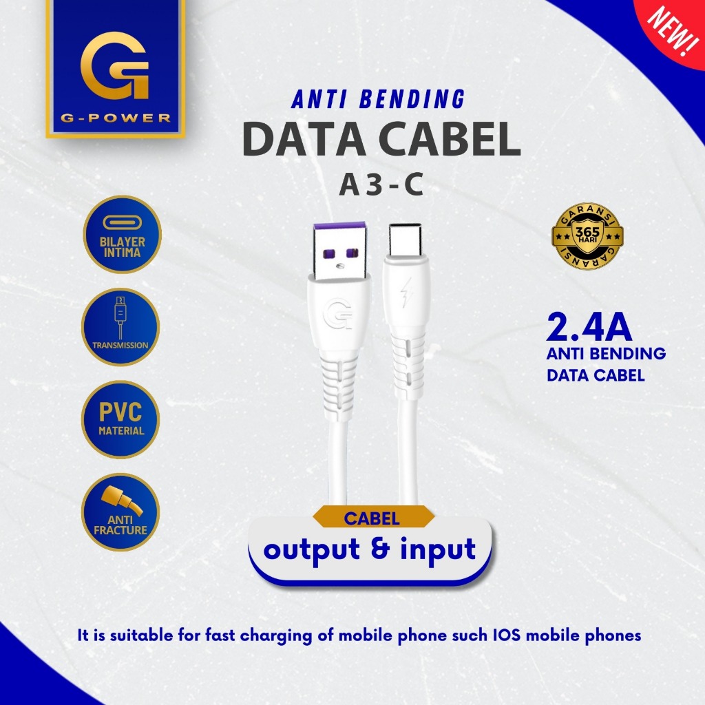 G-POWER Kabel Data A3 Micro Usb Type C 5A Support Fast Charging