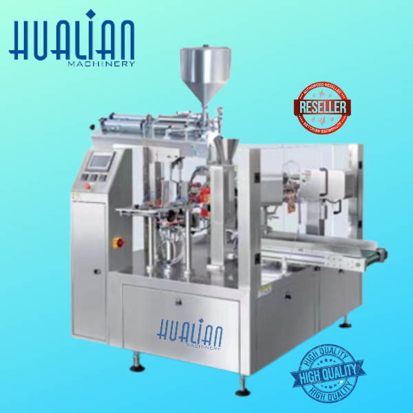 Rotary Pre Made Bag Paste Packing Machine 2 Nozzle With Date Coder KPL8-300