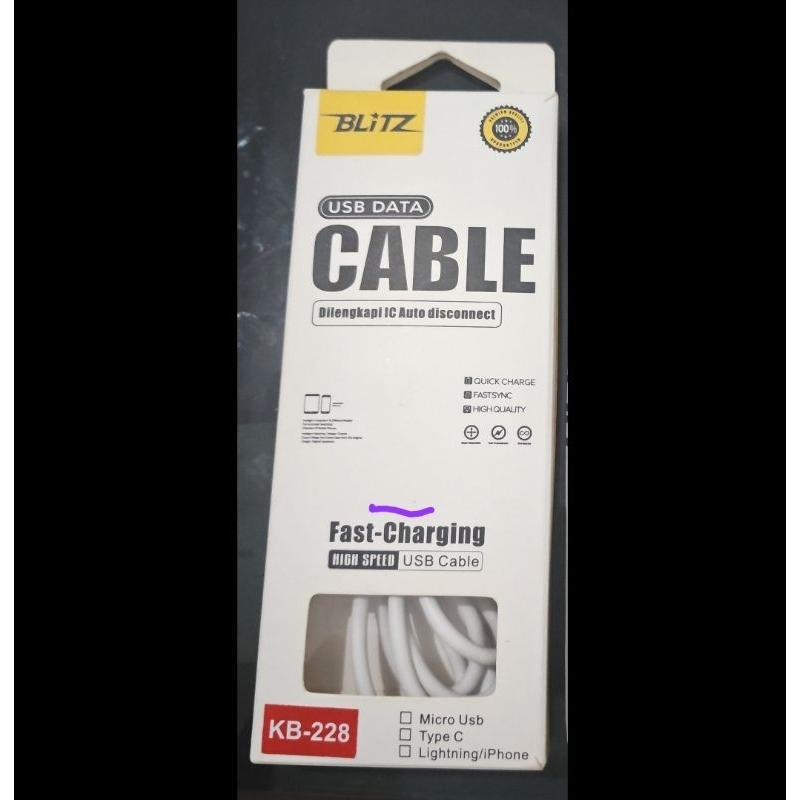 TERMURAH Kabel BLiTZ std KB-228 Fast Charging
