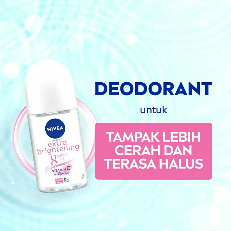Nivea Deodorant Roll On Extra Brightening 50ml & 25ml