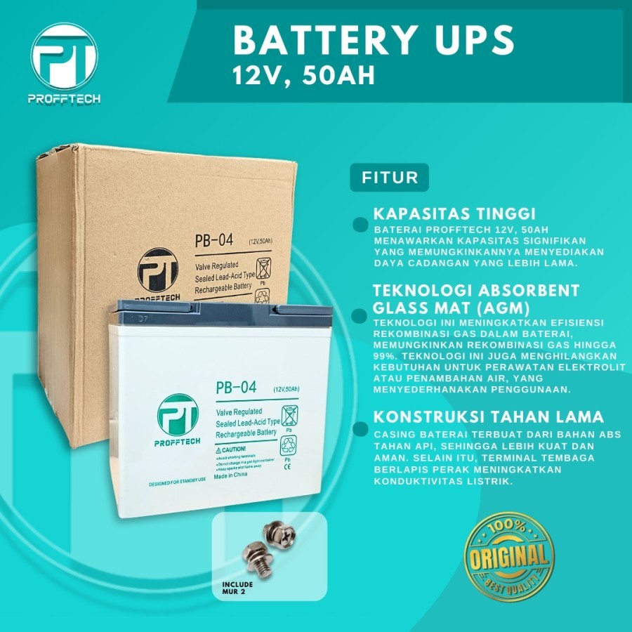 Battery Ups 12v 50ah Original Profftech