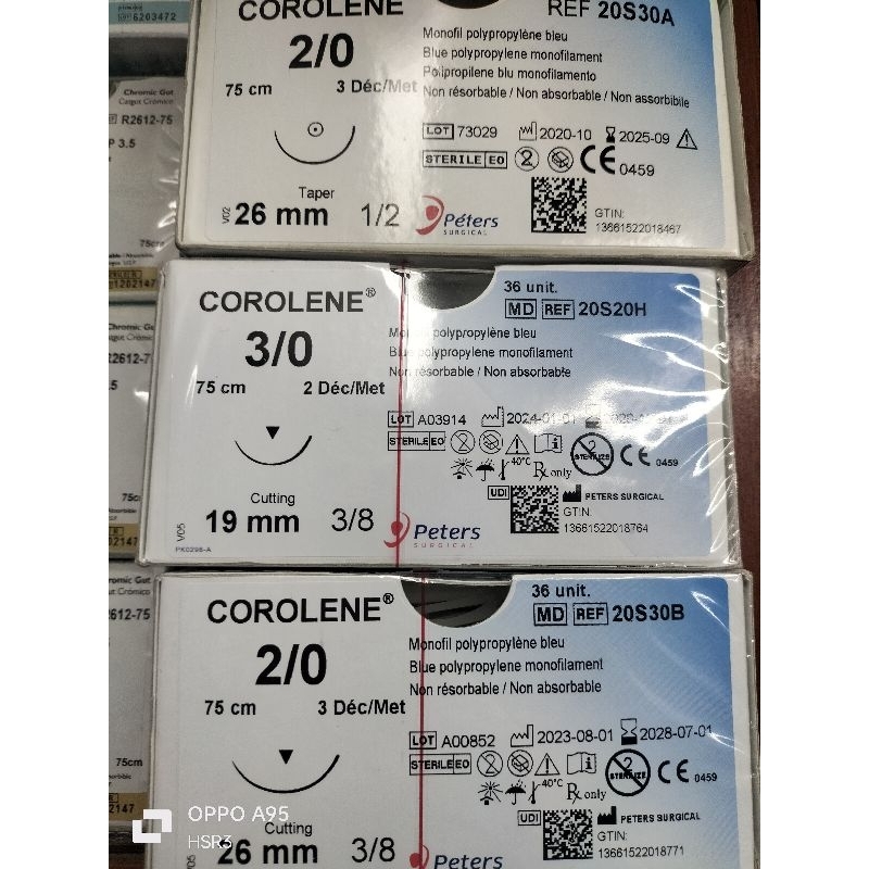 polypropilene 2/0 taper, 3/0 cuting