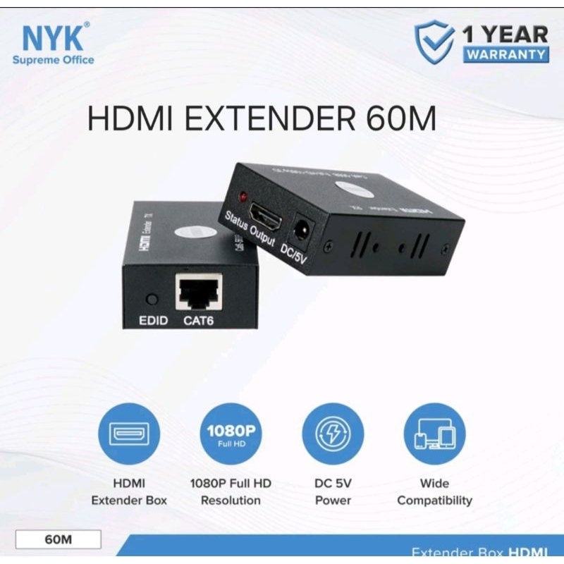 NYK Hdmi Extender 60M Rj45