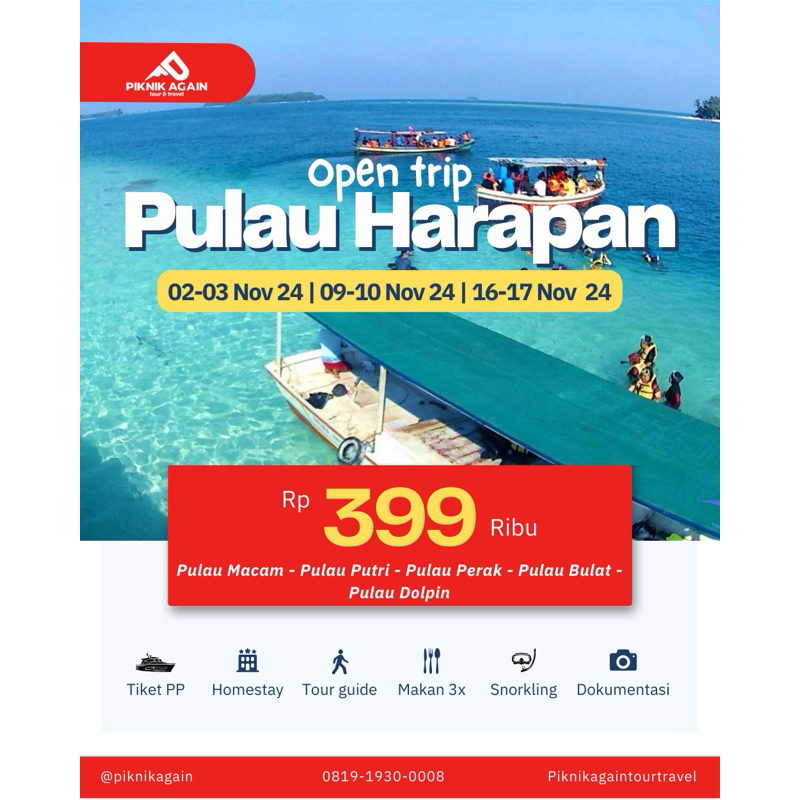 Paket Tour Pulau Harapan 2D1N Every Weekend