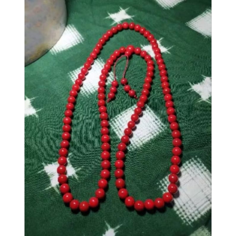 Tasbih budha read coral Marjan dim 7-8mm