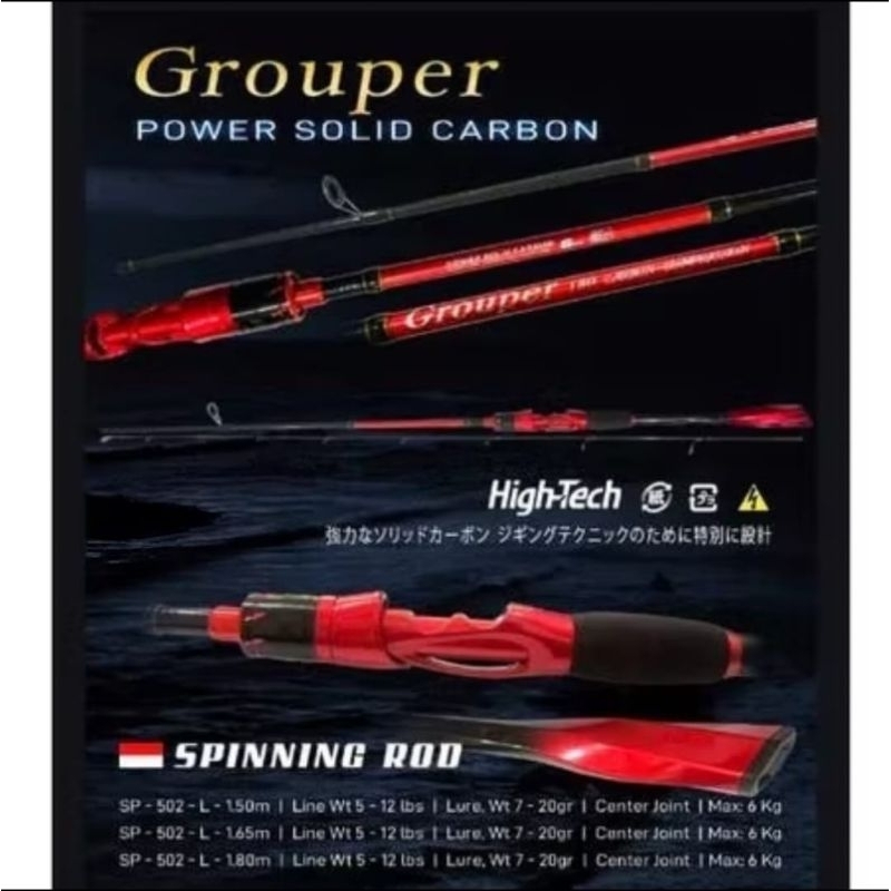 Joran spinning Grouper 5-12lb carbon solid monocoque