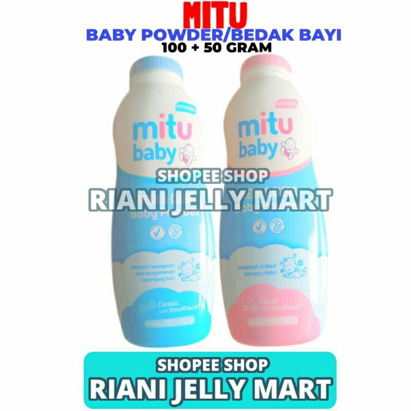 Bedak Bayi Mitu 100+50g Extra 50%