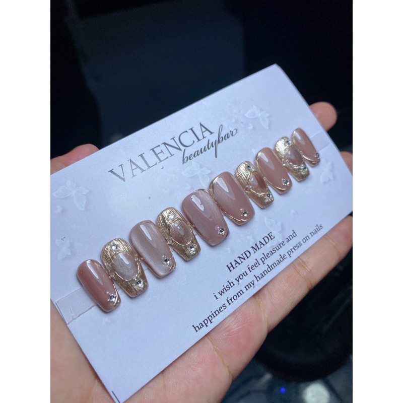 press on nails cat eye gold