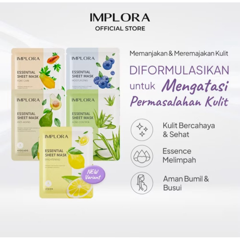 Masker Wajah Implora Essential Sheet Mask