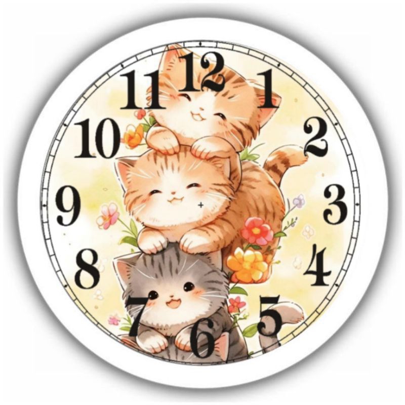 jam dinding besar cartoon cat